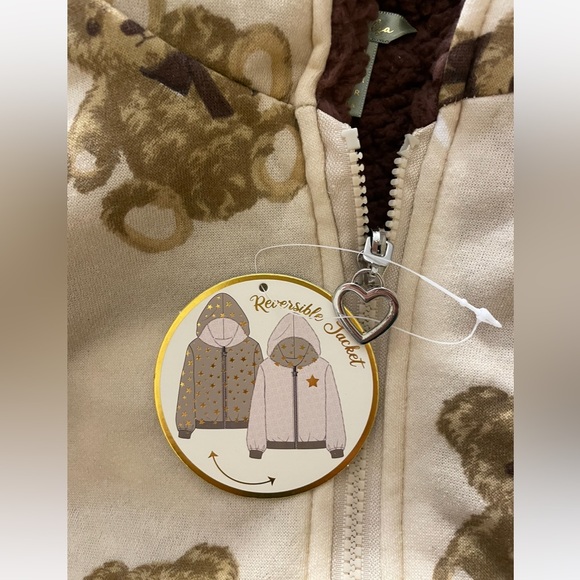 NWT Boutique Reversible Teddy Bear Hooded Sweatshirt - Picture 2 of 6